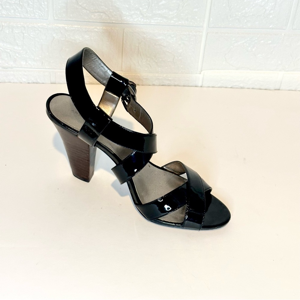 Ann Taylor Criss Cross Black Patent Leather Heels